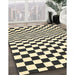 Contemporary Khaki Gold Checkered Rug in Family Room, con554