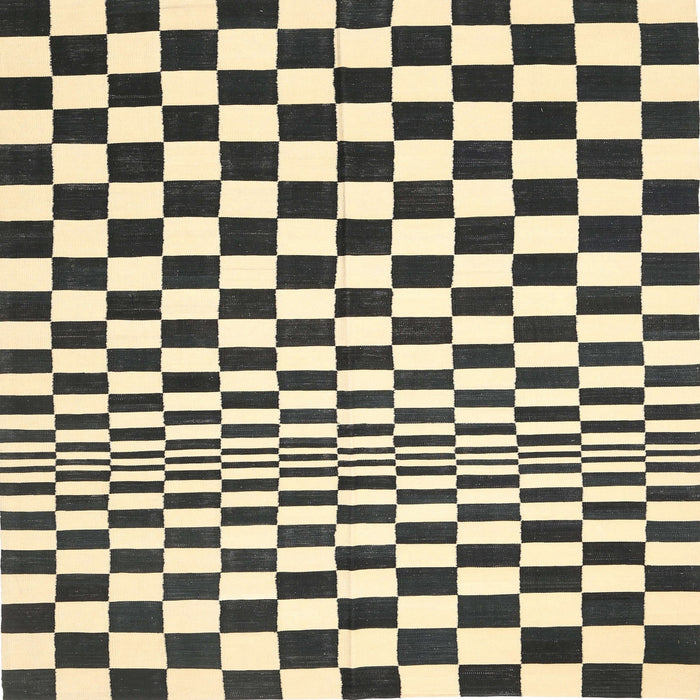 Square Contemporary Khaki Gold Checkered Rug, con554