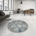 Round Contemporary Dark Gray Patchwork Rug in a Office, con556