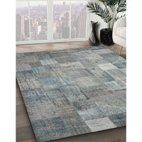 Contemporary Dark Gray Patchwork Rug, con556