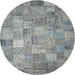 Square Machine Washable Contemporary Dark Gray Rug, wshcon556