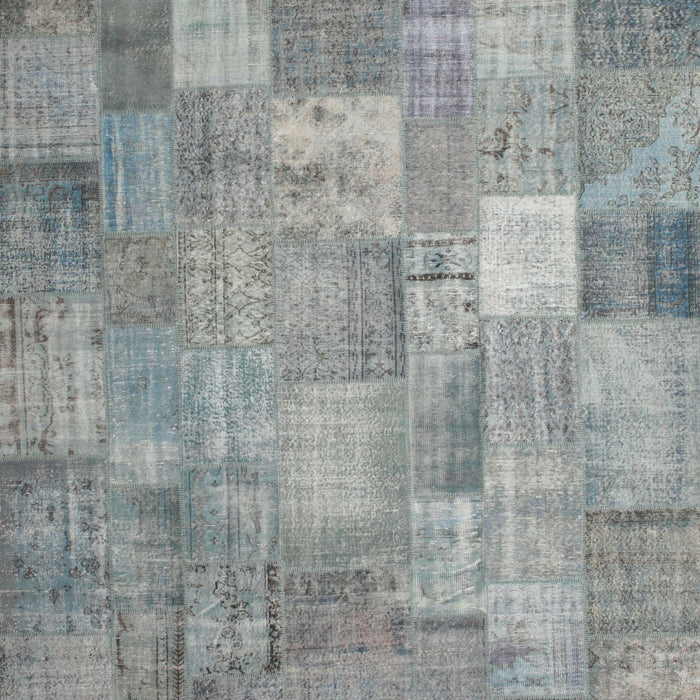 Contemporary Dark Gray Patchwork Rug, con556