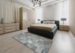 Machine Washable Contemporary Dark Gray Rug in a Bedroom, wshcon556