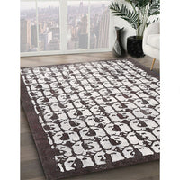 Contemporary Dark White Beige Modern Rug, con557