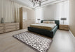 Contemporary Dark White Beige Modern Rug in a Bedroom, con557