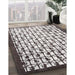 Contemporary Dark White Beige Modern Rug in Family Room, con557