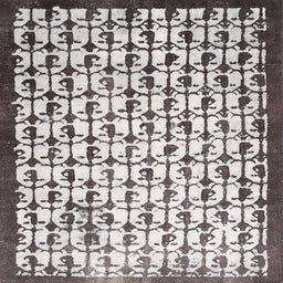 Square Contemporary Dark White Beige Modern Rug, con557