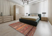 Contemporary Fire Brick Red Oriental Rug in a Bedroom, con558