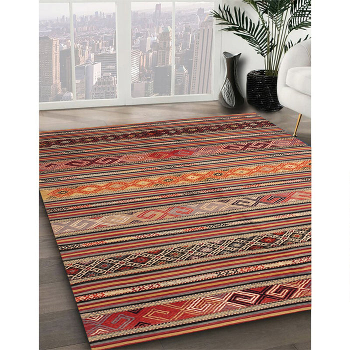 Machine Washable Contemporary Fire Brick Red Rug in a Family Room, wshcon558