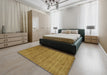 Machine Washable Contemporary Dark Golden Brown Rug in a Bedroom, wshcon55