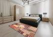 Contemporary Chestnut Red Patchwork Rug in a Bedroom, con560