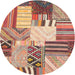 Sideview of Contemporary Chestnut Red Patchwork Rug, con560