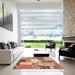 Square Contemporary Chestnut Red Patchwork Rug in a Living Room, con560