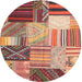 Sideview of Contemporary Sandy Brown Patchwork Rug, con561