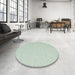 Round Contemporary Green Modern Rug in a Office, con562