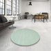 Round Contemporary Green Modern Rug in a Office, con563