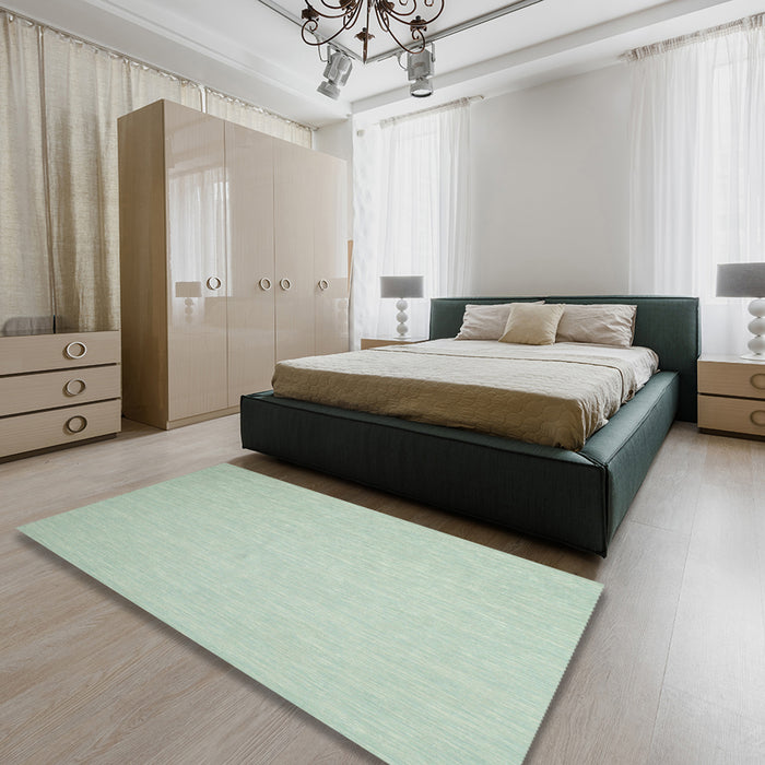 Contemporary Green Modern Rug in a Bedroom, con564
