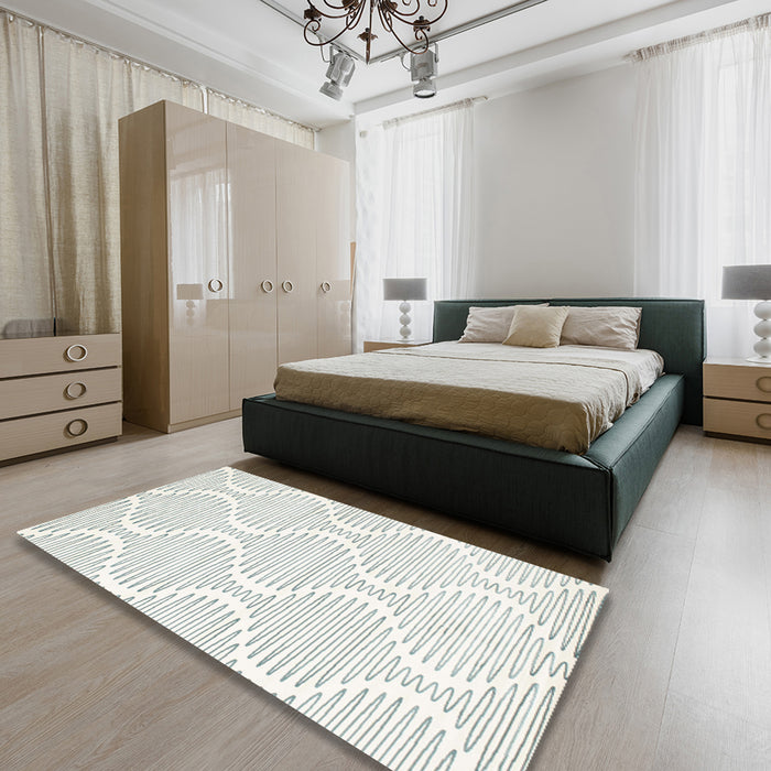 Machine Washable Contemporary Silver Gray Rug in a Bedroom, wshcon565