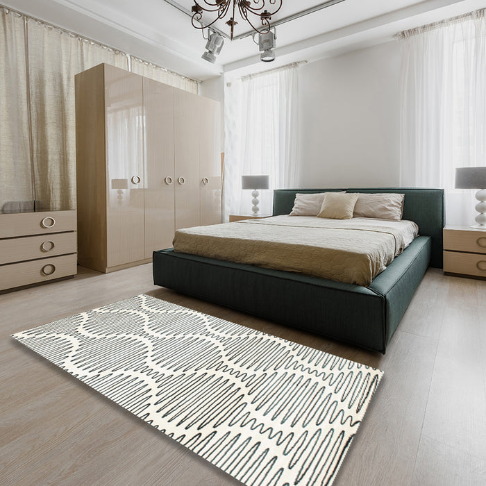 Machine Washable Contemporary Gunmetal Gray Rug in a Bedroom, wshcon566