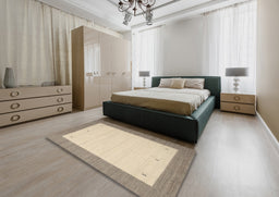 Contemporary Brown Solid Rug in a Bedroom, con568