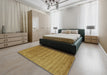 Contemporary Caramel Brown Modern Rug in a Bedroom, con56