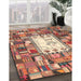 Contemporary Chestnut Red Oriental Rug in Family Room, con572