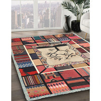 Contemporary Brown Red Southwestern Rug, con574