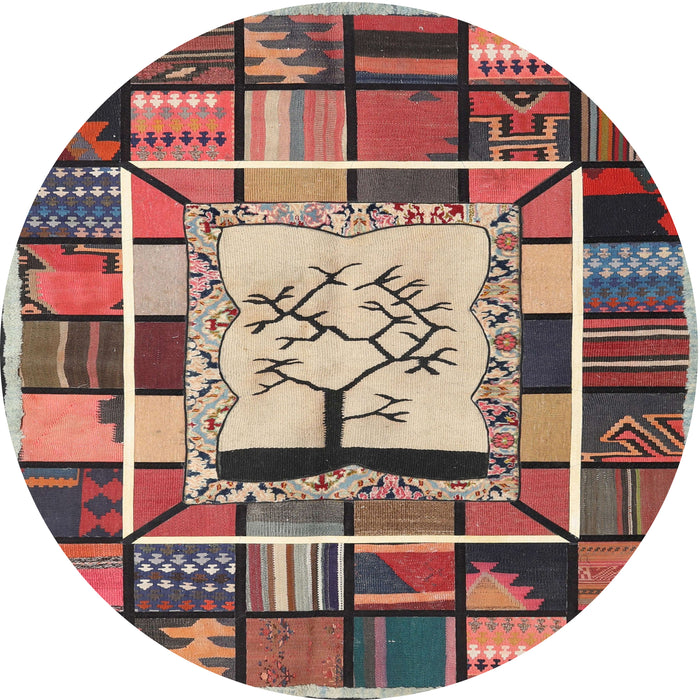 Square Machine Washable Contemporary Brown Red Rug, wshcon574