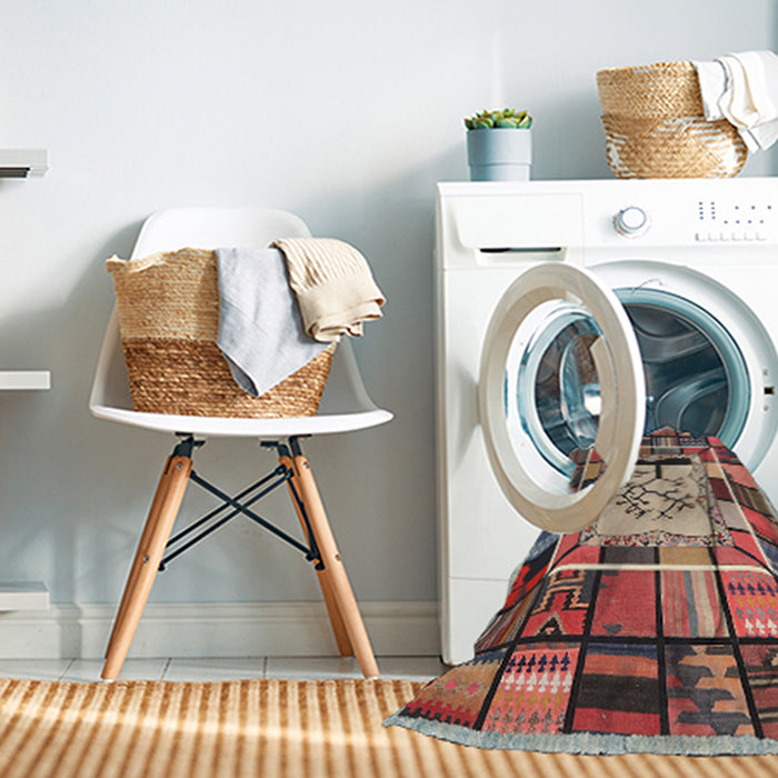 Machine Washable Contemporary Brown Red Rug in a Washing Machine, wshcon574