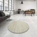 Round Machine Washable Contemporary Sage Green Rug in a Office, wshcon577