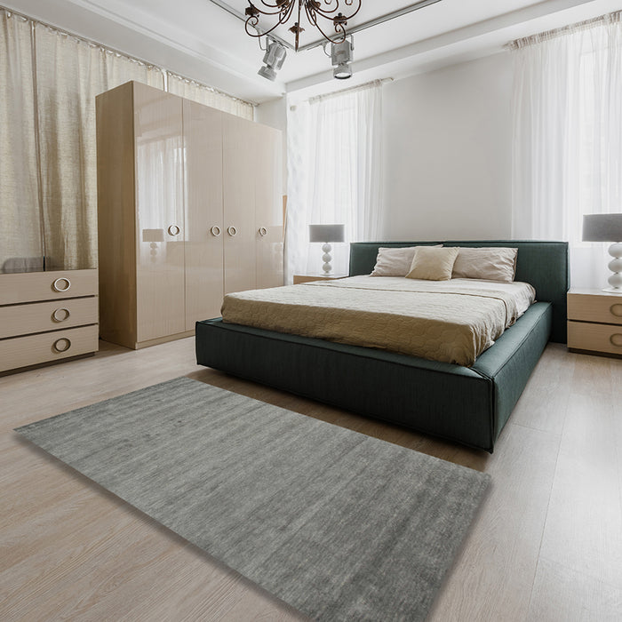Contemporary Gray Modern Rug in a Bedroom, con584