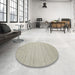 Round Contemporary Sage Green Solid Rug in a Office, con587