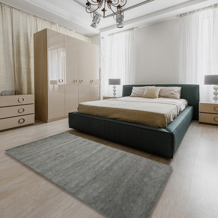 Machine Washable Contemporary Sage Green Rug in a Bedroom, wshcon588
