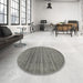 Round Contemporary Sage Green Modern Rug in a Office, con589