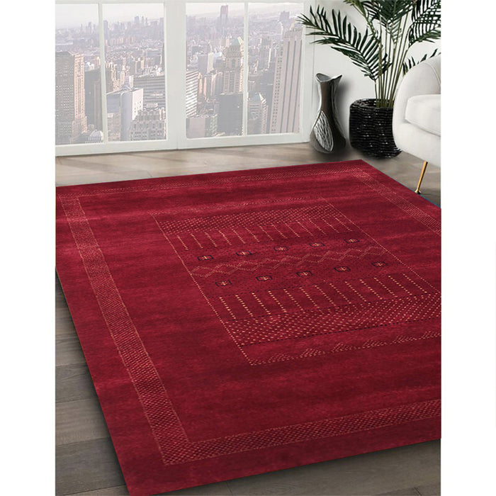 Machine Washable Contemporary Red Rug in a Family Room, wshcon591