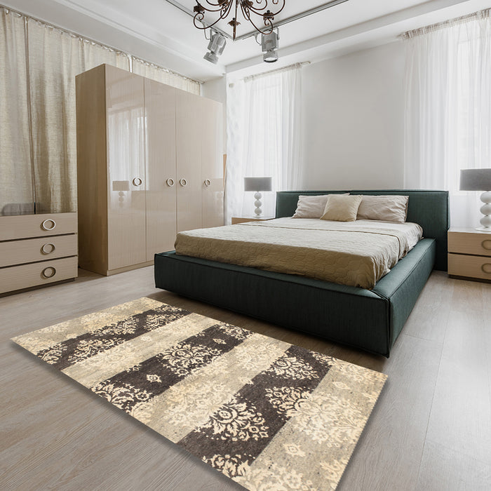 Machine Washable Contemporary Brown Rug in a Bedroom, wshcon592