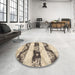 Round Machine Washable Contemporary Brown Rug in a Office, wshcon592