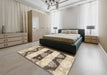 Contemporary Brown Modern Rug in a Bedroom, con592