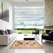 Square Machine Washable Contemporary Bronze Brown Rug in a Living Room, wshcon594