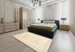 Contemporary Golden Blonde Gold Solid Rug in a Bedroom, con595