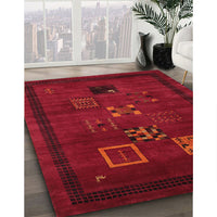 Contemporary Saffron Red Modern Rug, con596