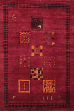 Machine Washable Contemporary Saffron Red Rug, wshcon596