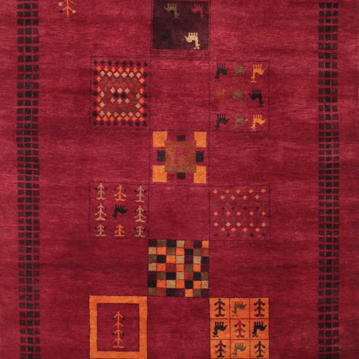 Machine Washable Contemporary Saffron Red Rug, wshcon596