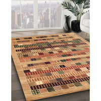 Contemporary Mahogany Brown Modern Rug, con597