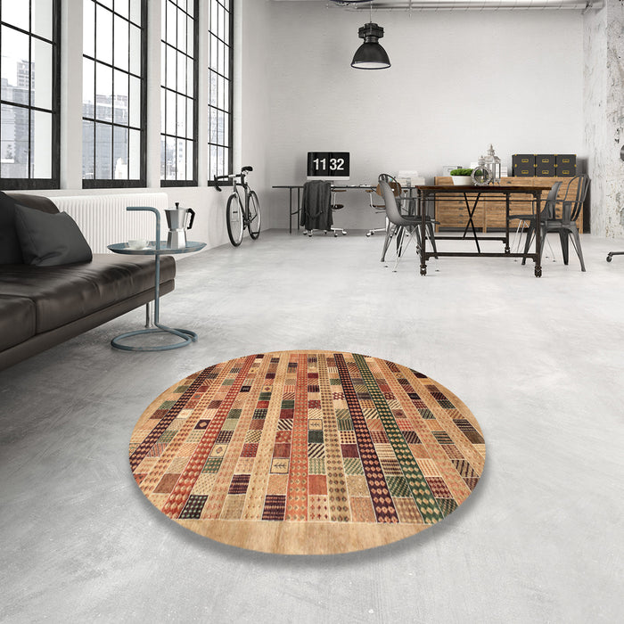 Round Machine Washable Contemporary Mahogany Brown Rug in a Office, wshcon597