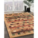 Contemporary Mahogany Brown Modern Rug in Family Room, con597