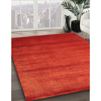 Contemporary Neon Red Modern Rug, con598