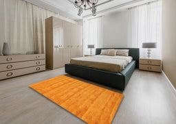 Contemporary Dark Orange Modern Rug in a Bedroom, con5