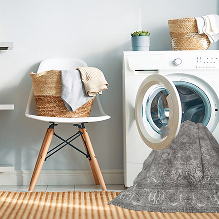 Machine Washable Contemporary Granite Gray Rug in a Washing Machine, wshcon601