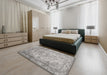 Contemporary Granite Gray Modern Rug in a Bedroom, con601